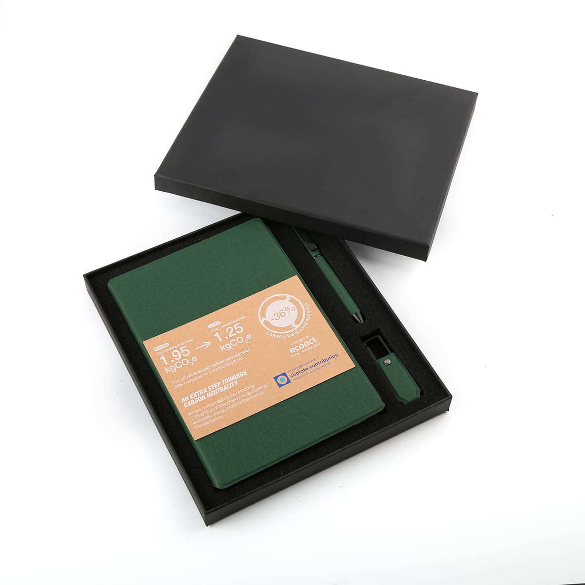 LENZEN - CHANGE ZERO Sustainable Gift Set with Refillable Notebook, Pen & USB Keychain - Green — view 8 — MaxPrint Dubai