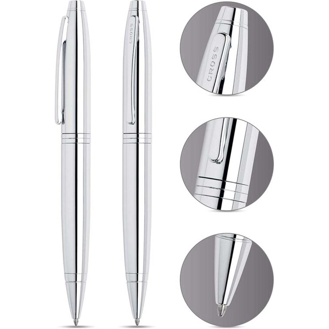 Cross Calais™ Polished Chrome with Polished Chrome Appointments Ballpoint Pen  (Blue Ink)