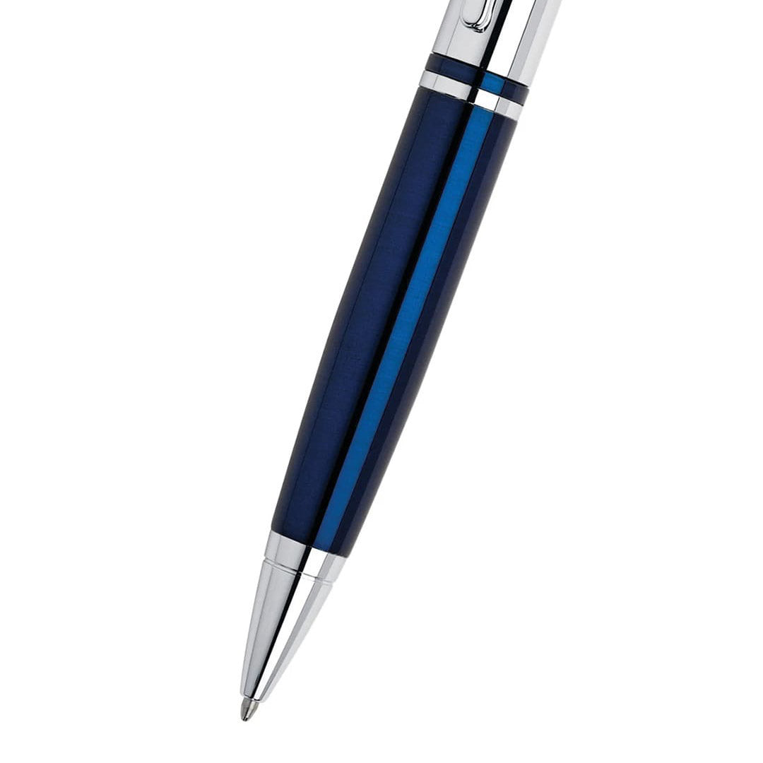 Cross Calais™ Chrome/Blue Lacquer with Polished Chrome Appointments Ballpoint Pen  (Blue Ink)