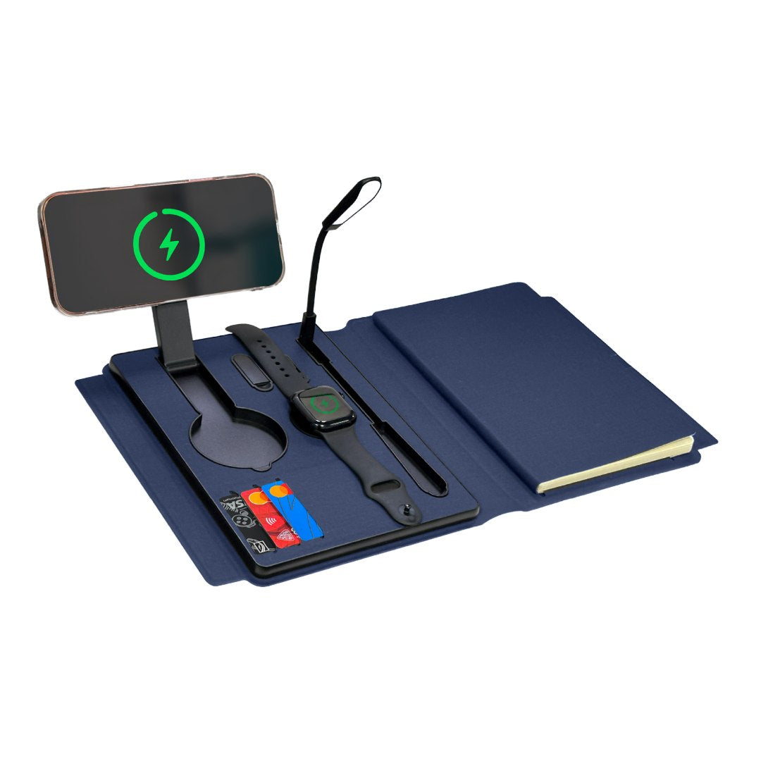Solais — Santhome Recycled 10000 mAh Power Bank with 15W Magsafe Smart A5 Organizer - Navy Blue