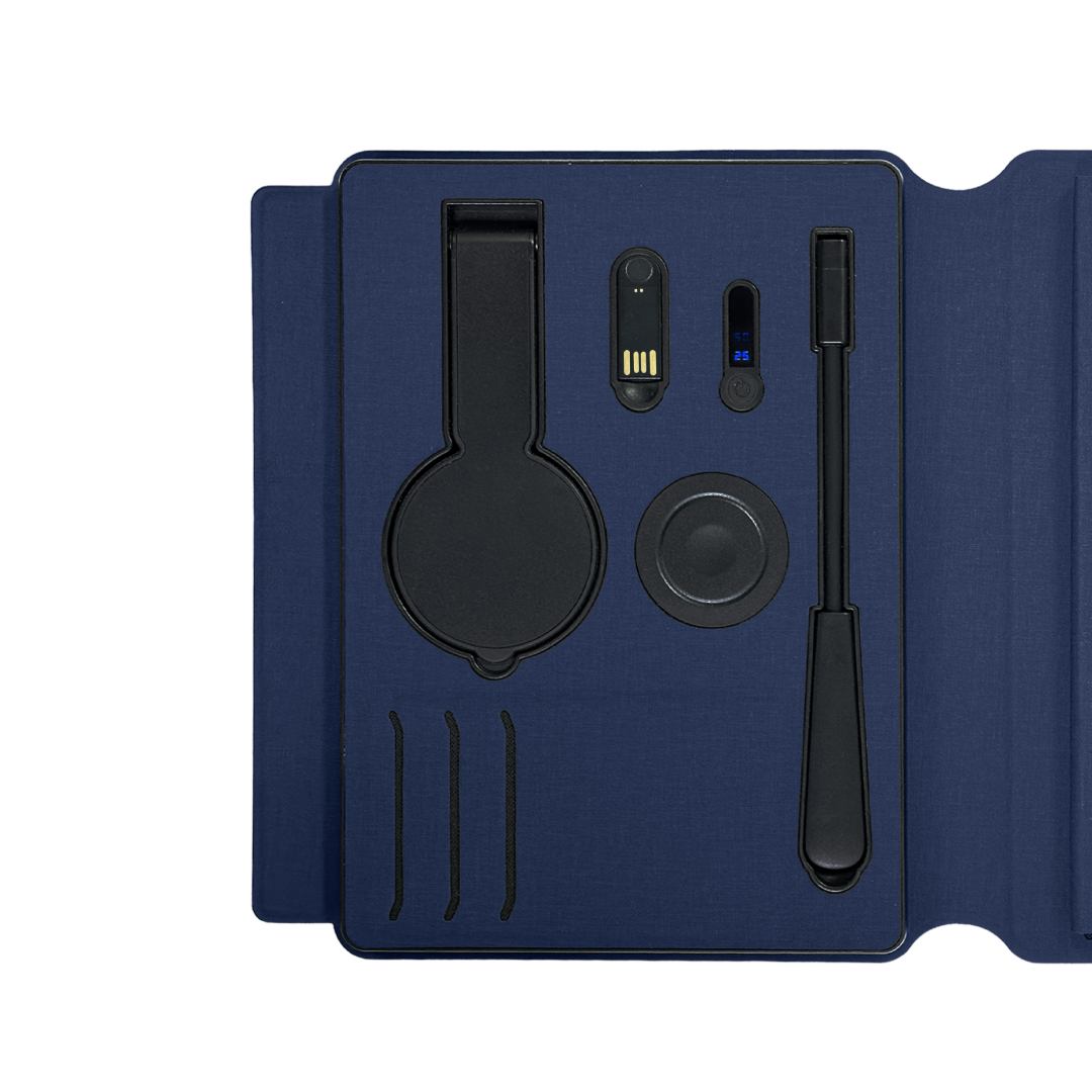 Solais — Santhome Recycled 10000 mAh Power Bank with 15W Magsafe Smart A5 Organizer - Navy Blue