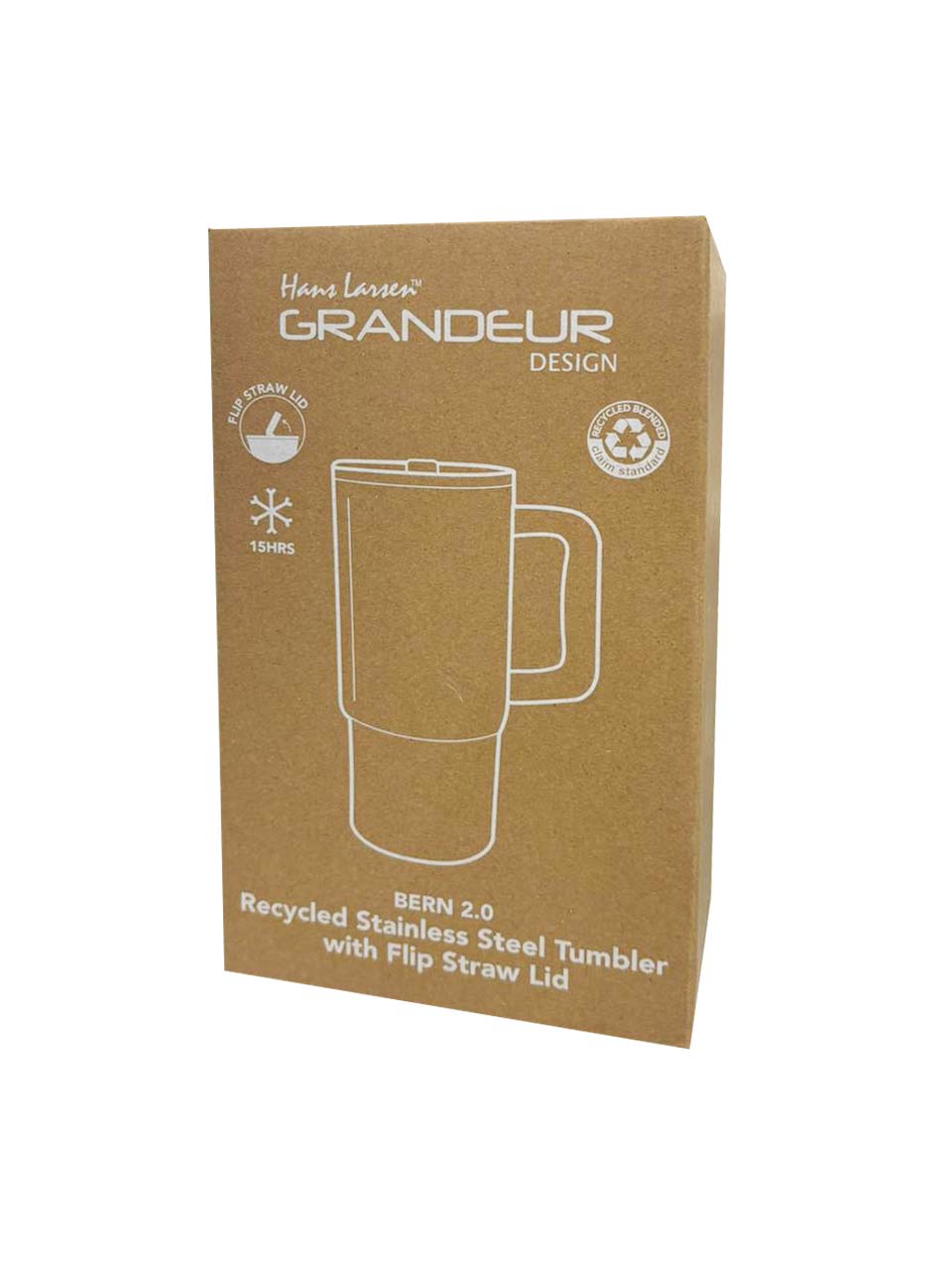 BERN 2.0 - Hans Larsen Recycled Stainless Steel Tumbler with Straw Lid - White — view 7 — MaxPrint Dubai