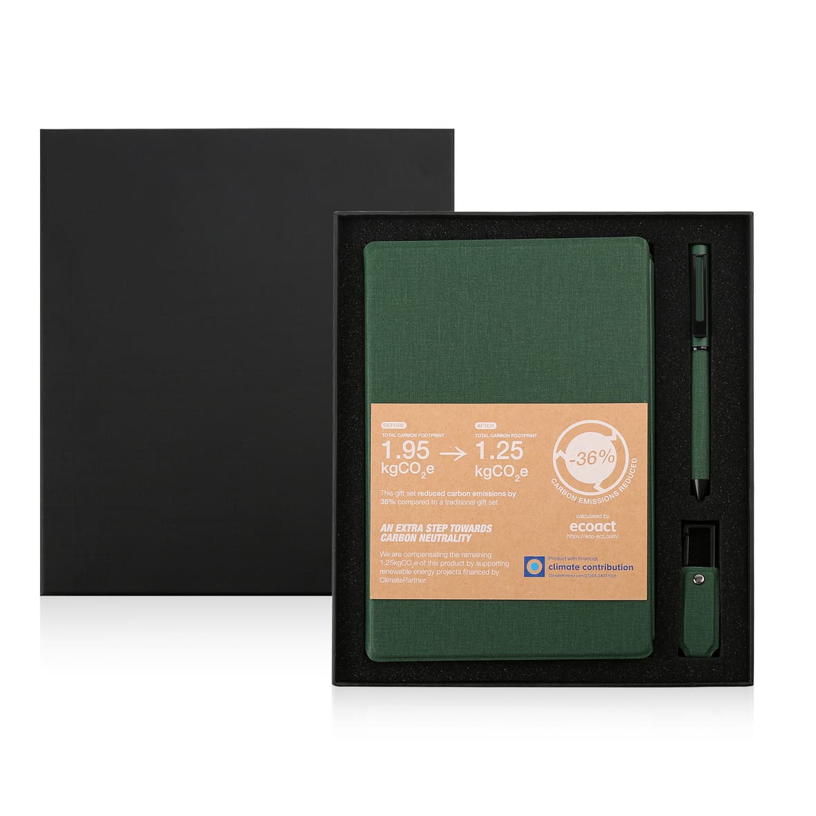 LENZEN - CHANGE ZERO Sustainable Gift Set with Refillable Notebook, Pen & USB Keychain - Green — view 6 — MaxPrint Dubai