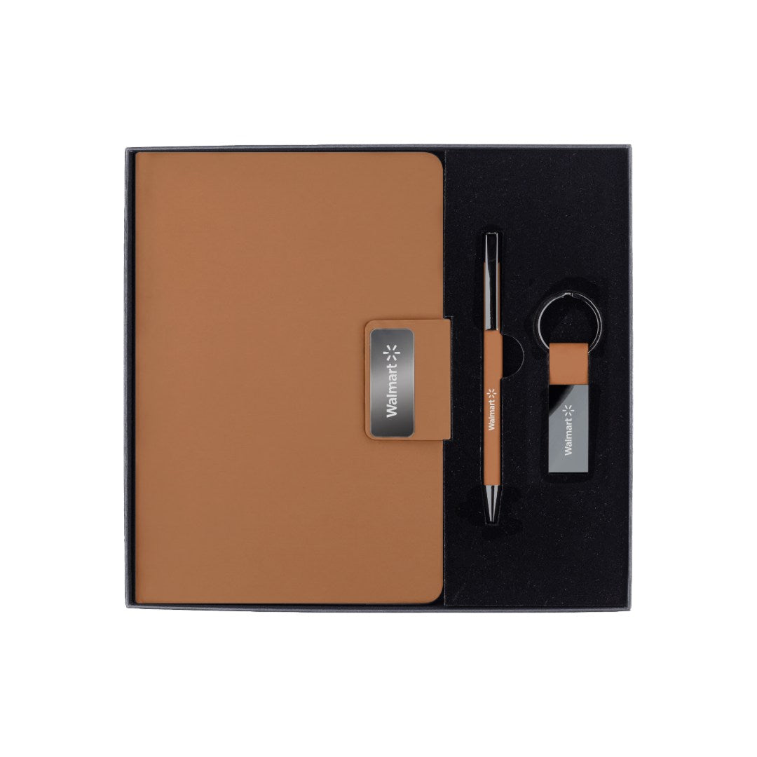 Regent — Giftology Set of Notebook, Keychain and Pen (Tan)