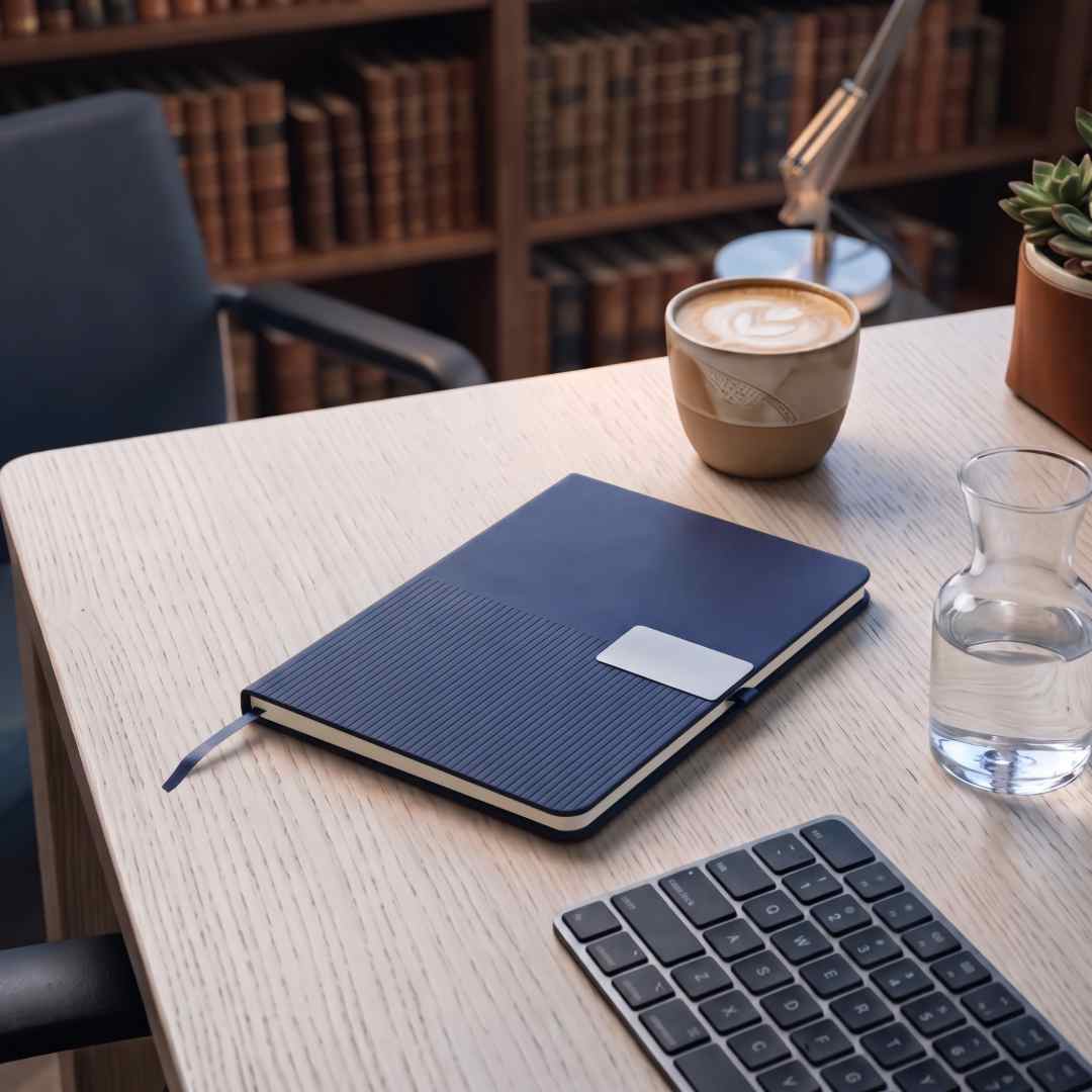 Ripple Set — Giftology Set of Notebook and Pen (Navy Blue)