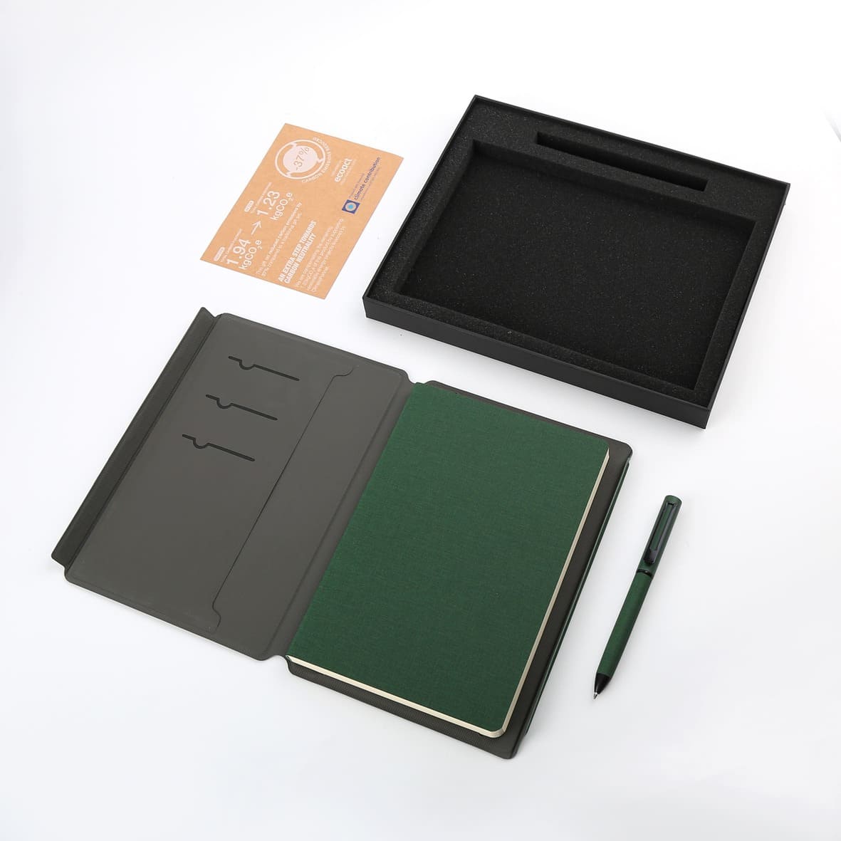 VARDIM - CHANGE ZERO Sustainable Gift Set with Refillable Notebook & Pen - Green — view 8 — MaxPrint Dubai