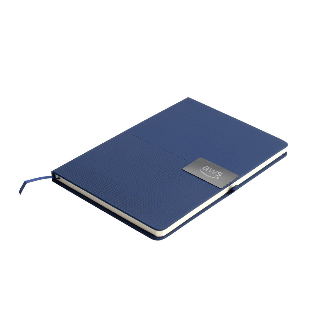 Ripple — Giftology A5 Hard Cover Notebook with Metal Plate, Navy Blue