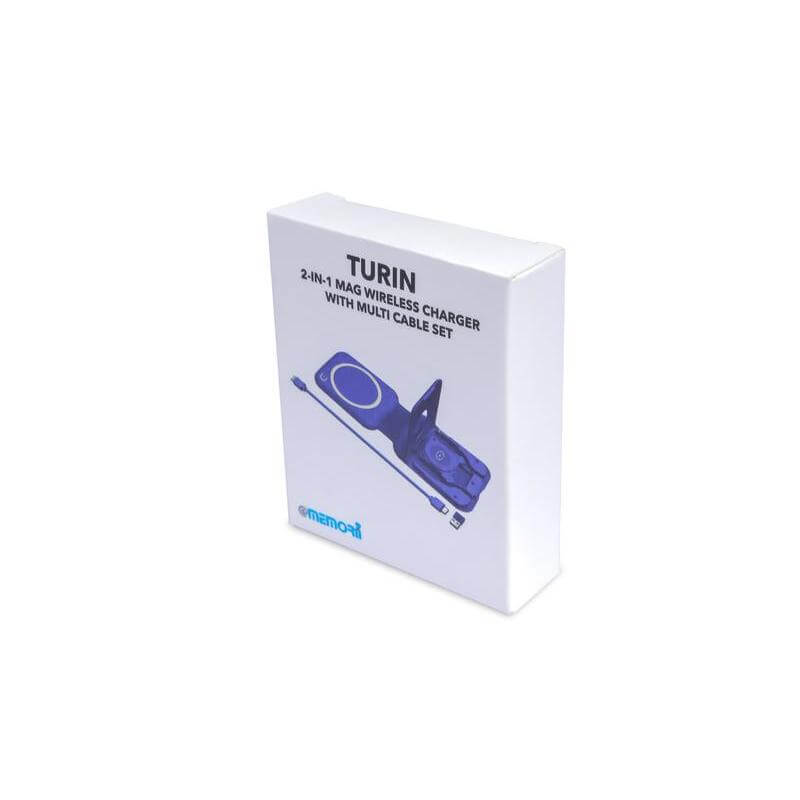 TURIN - @memorii Foldable Wireless Charger and Multicable Set - Navy Blue — view 4 — MaxPrint Dubai