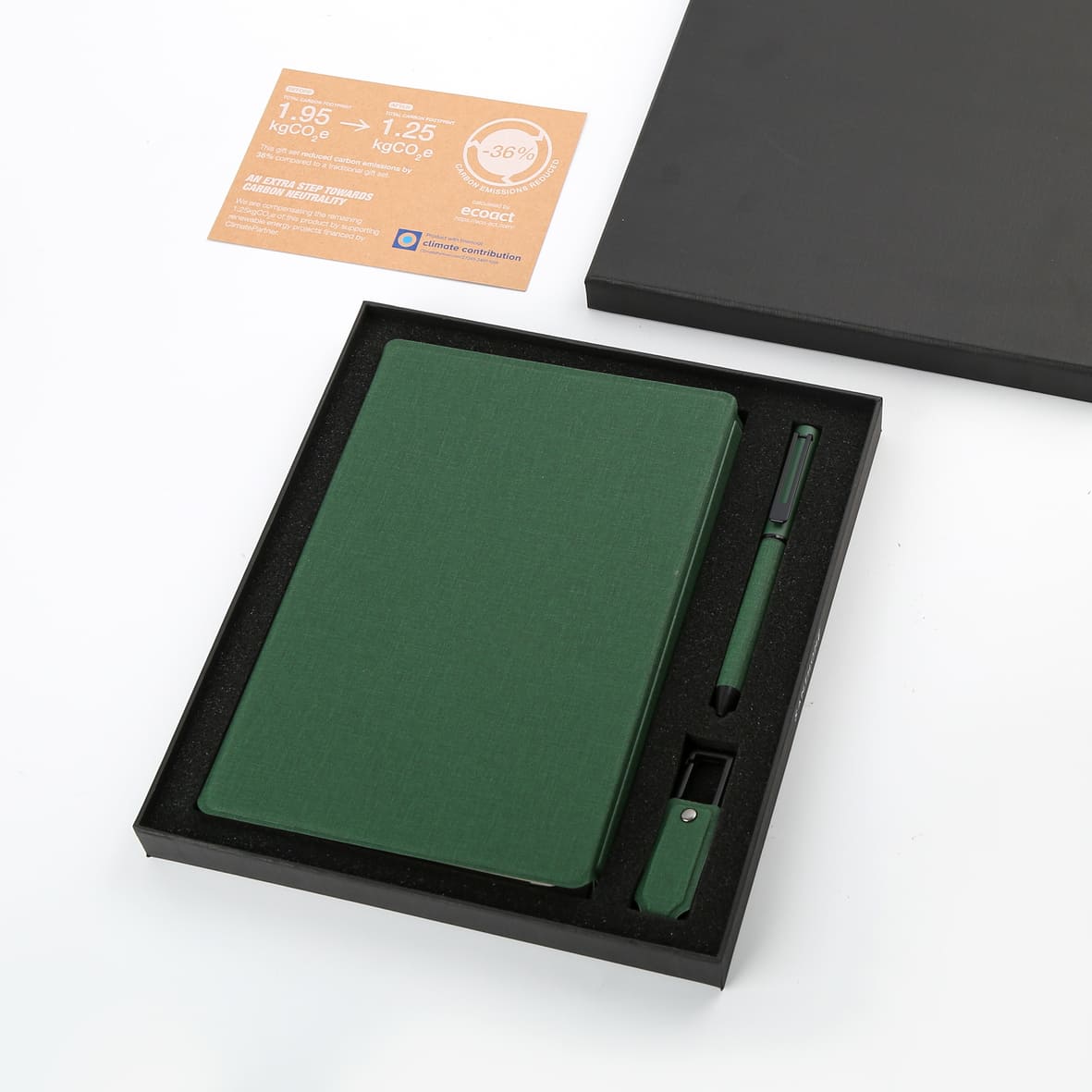 LENZEN - CHANGE ZERO Sustainable Gift Set with Refillable Notebook, Pen & USB Keychain - Green — view 10 — MaxPrint Dubai