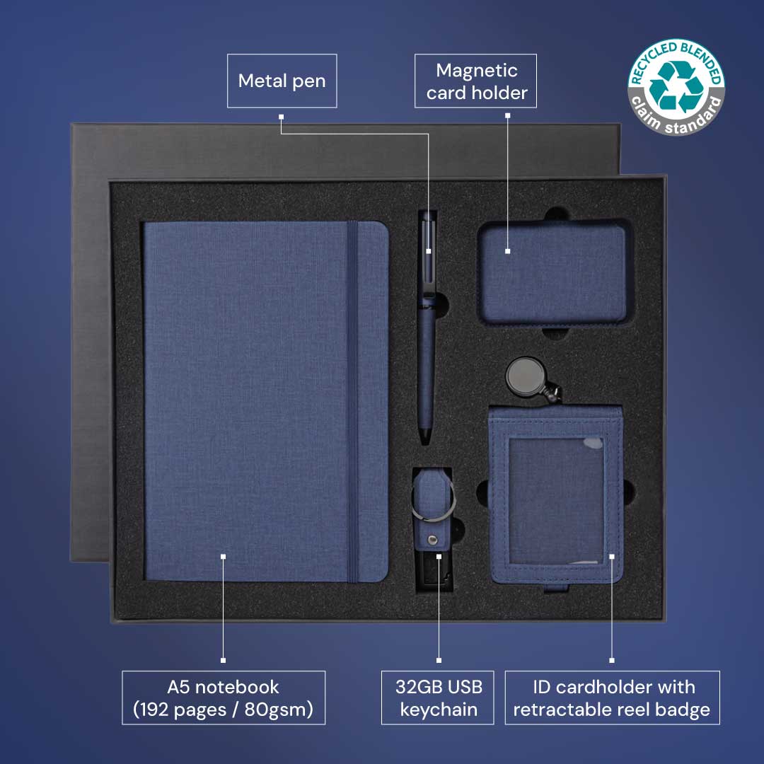 ALMADA - CHANGE ZERO Sustainable 5pc Onboarding Gift Set - Navy — view 6 — MaxPrint Dubai