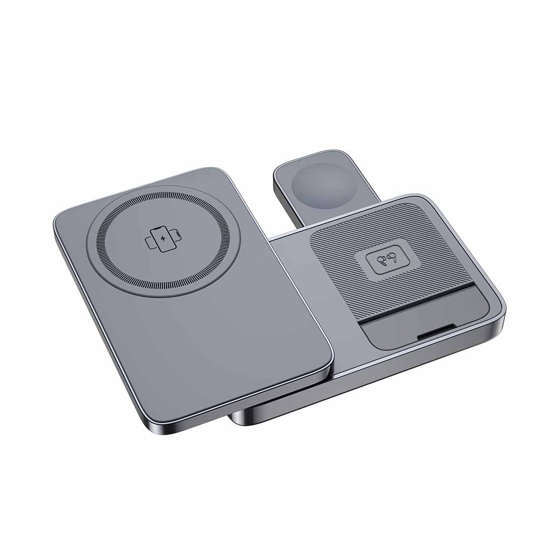 Argene — @memorii Magfold 3 in 1 Wireless Charger Stand - Metallic Grey