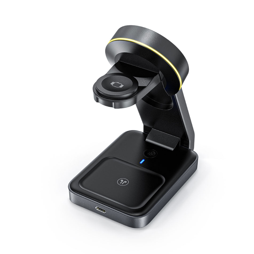 POWERBASE @memorii 3 in 1 Wireless Fast Charging Station with Ambient Light — view 3 — MaxPrint Dubai