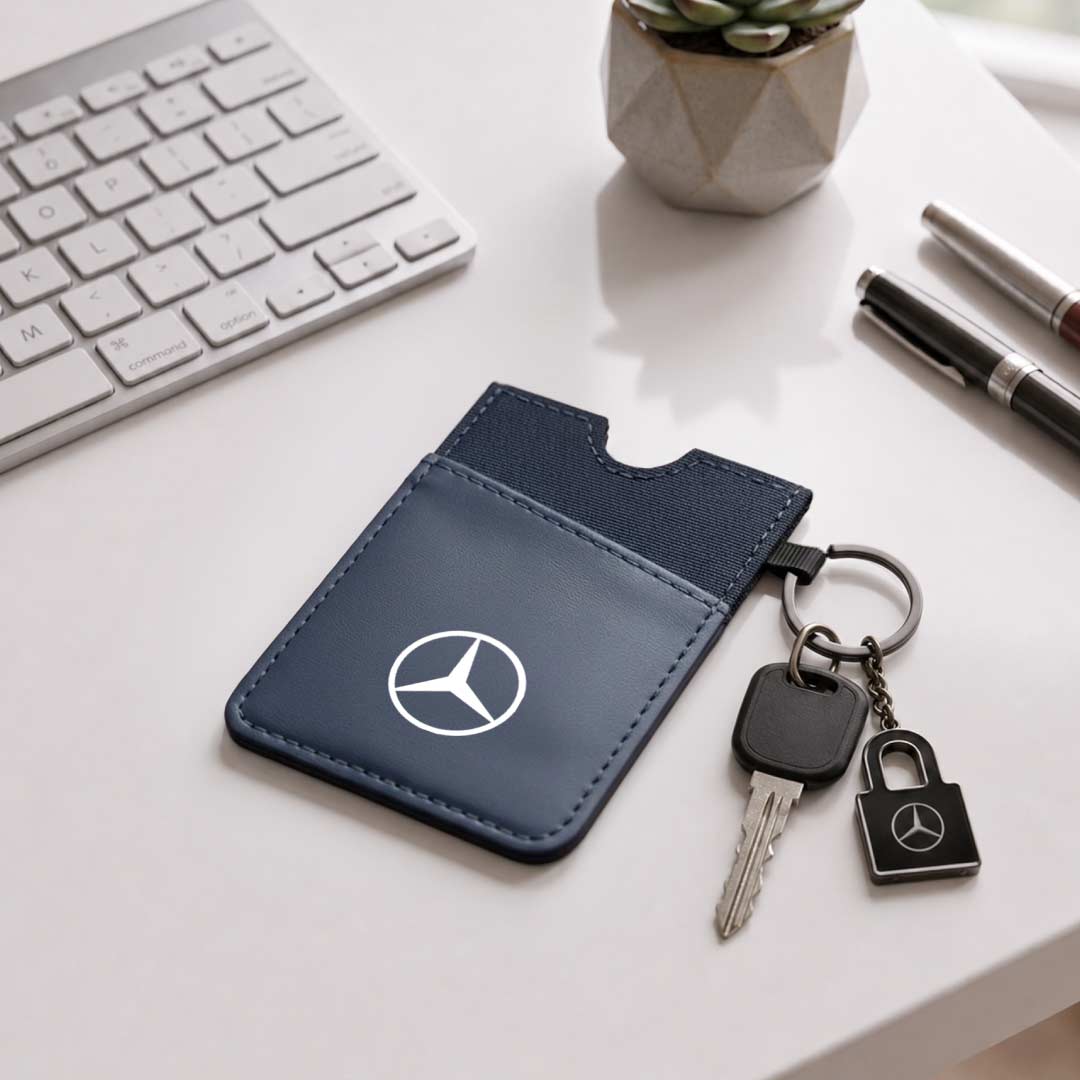 LUGANO - Vertical RFID Cardholder Wallet with Keyring - Navy Blue — view 6 — MaxPrint Dubai