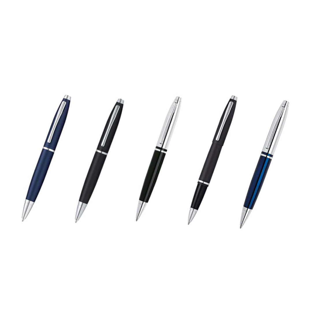 Cross Calais™ Chrome/Blue Lacquer with Polished Chrome Appointments Ballpoint Pen  (Blue Ink)