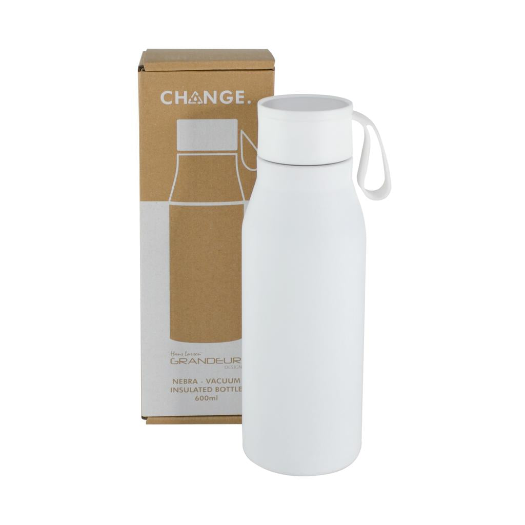 R-NEBRA - CHANGE Collection Recycled Stainless Steel Vacuum Bottle - White — view 4 — MaxPrint Dubai