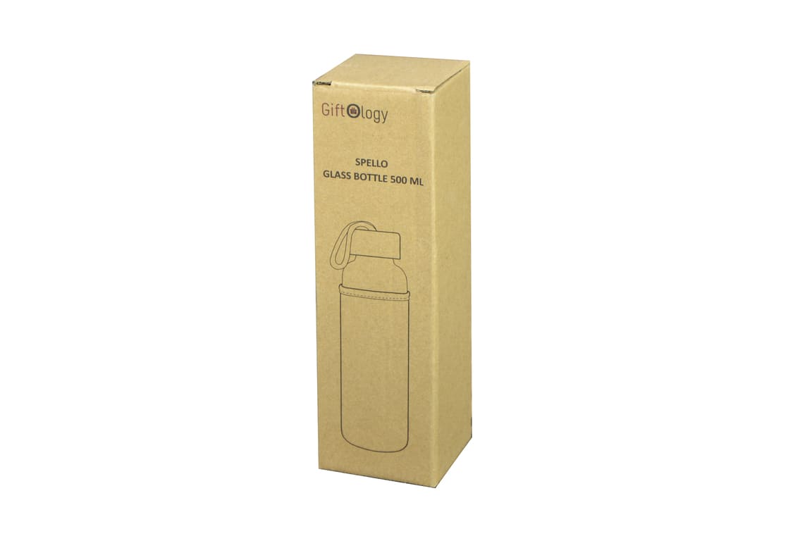 SPELLO - Promotional Glass Bottle with Jute Sleeve - 500ml — view 3 — MaxPrint Dubai