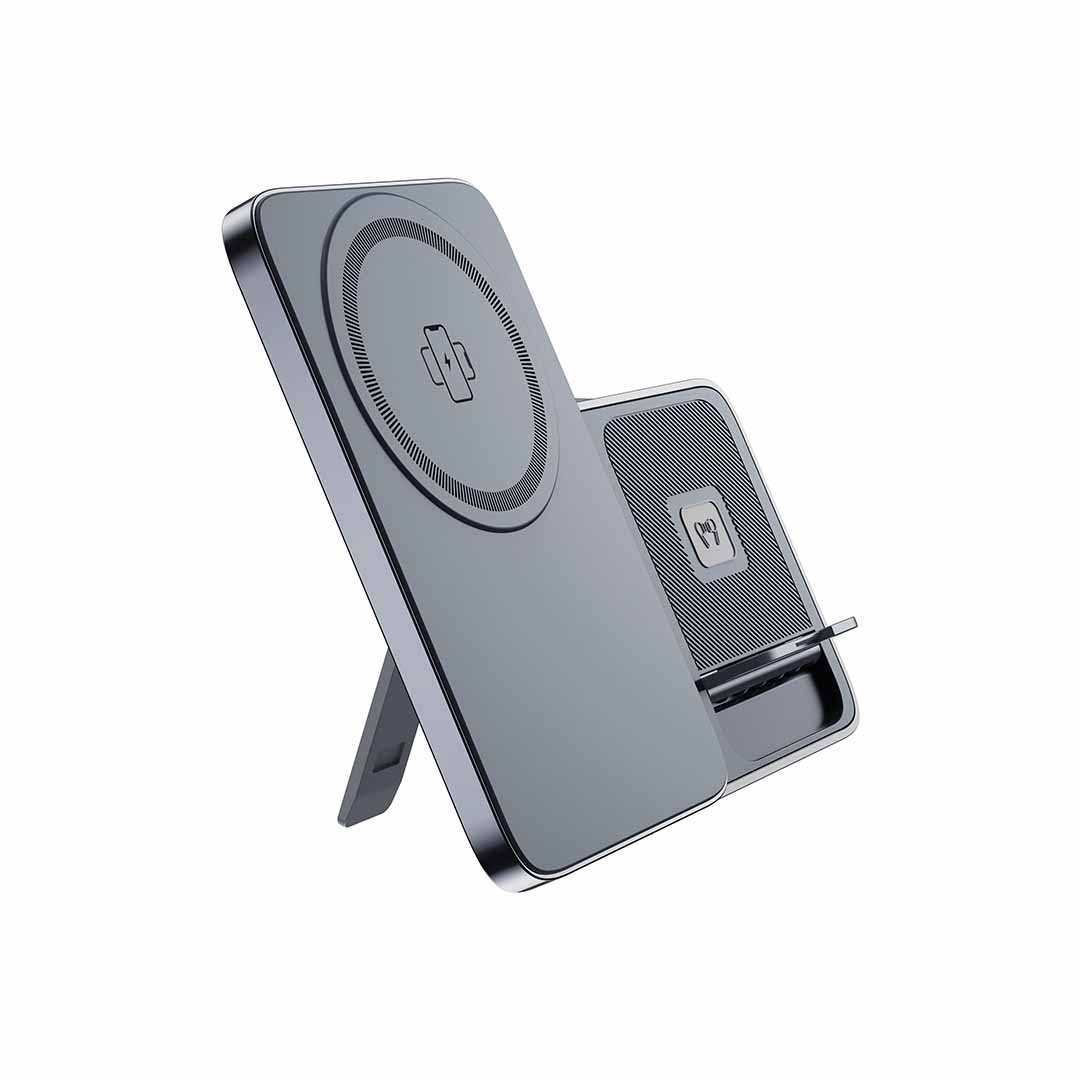 Argene — @memorii Magfold 3 in 1 Wireless Charger Stand - Metallic Grey