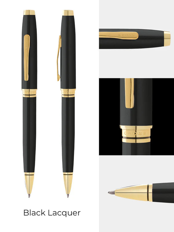 Cross Coventry Classic Black Lacquer with Gold Tone Appointments Ballpoint Pen (Blue Ink)