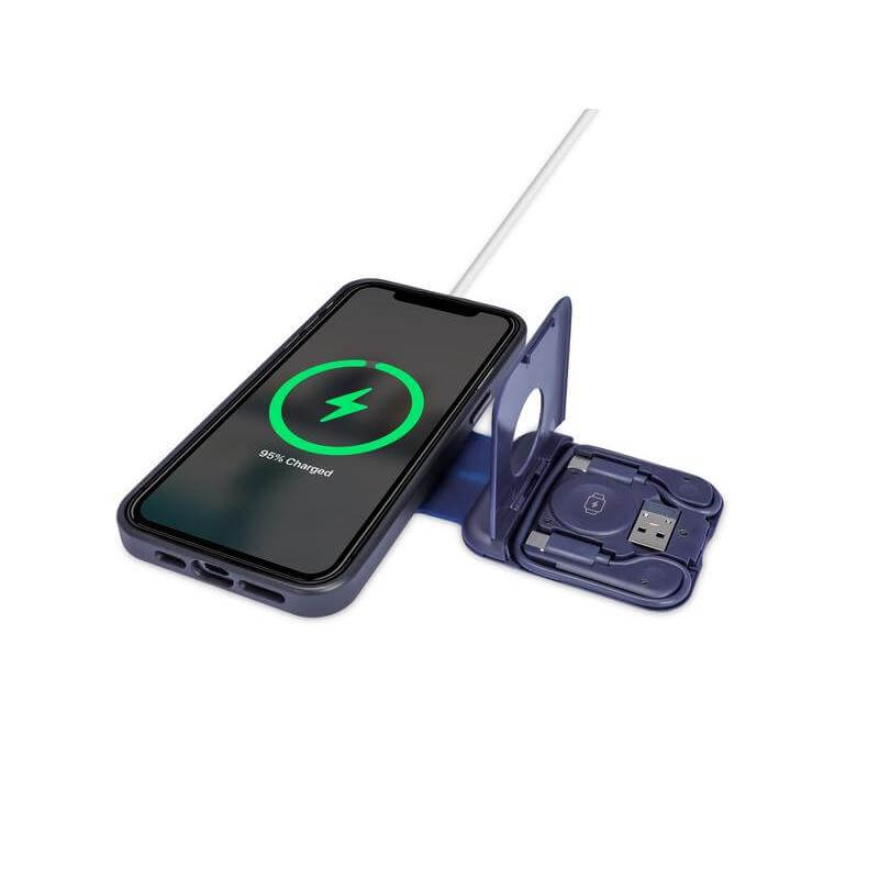 TURIN - @memorii Foldable Wireless Charger and Multicable Set - Navy Blue — view 6 — MaxPrint Dubai