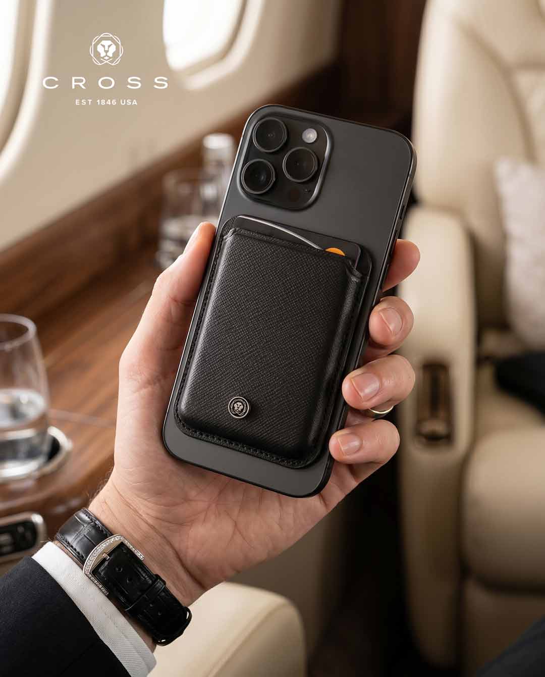 CROSS Saffiano Leather Magnetic Cardholder - Black — view 4 — MaxPrint Dubai