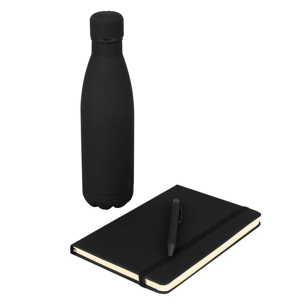 LAUTA - Giftology Set of Stainless Bottle, Notebook and Pen - Black — view 3 — MaxPrint Dubai