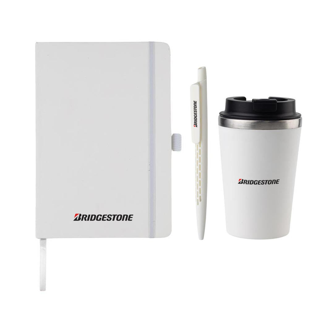 KOKSI - Giftology Set of Double Walled Tumbler, A5 Notebook and Pen - White — view 9 — MaxPrint Dubai