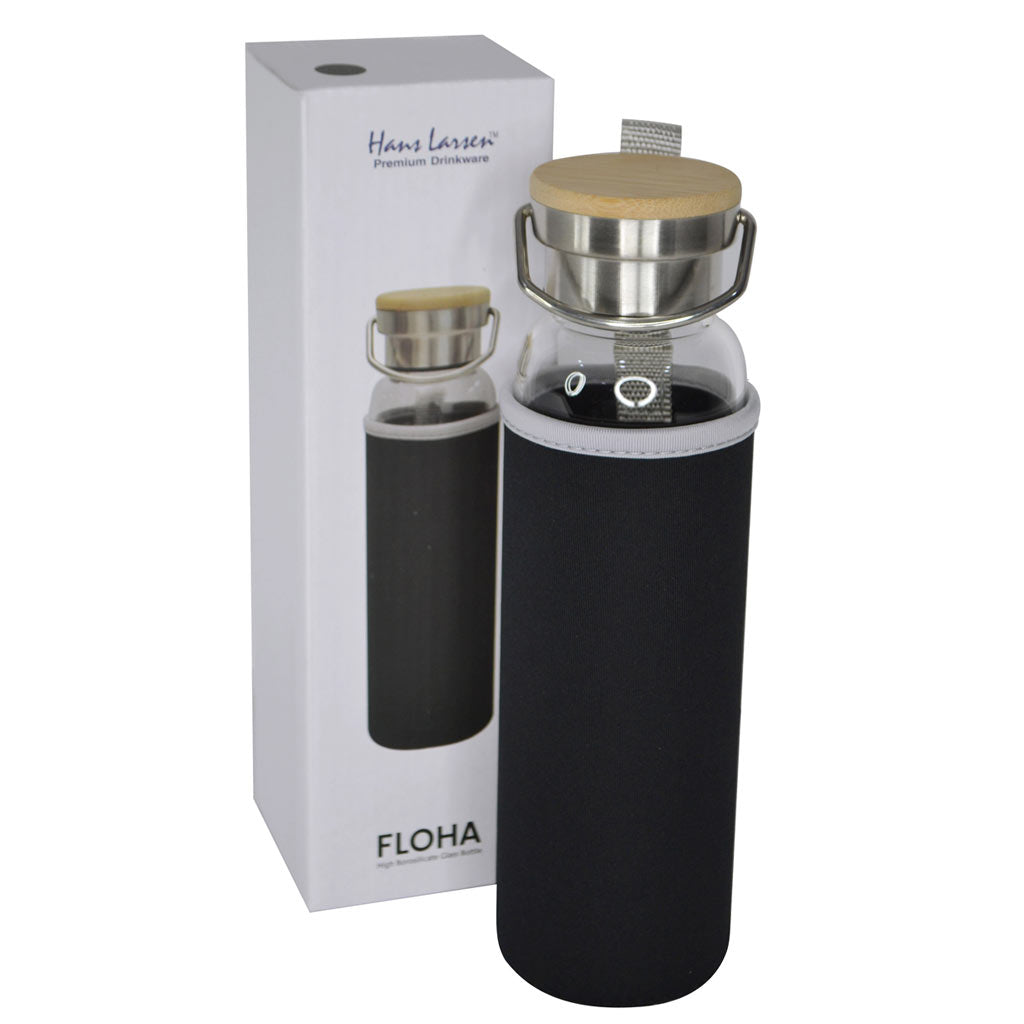 FLOHA - Hans Larsen Borosilicate Glass Bottle with Neo Sleeve - Black — view 4 — MaxPrint Dubai