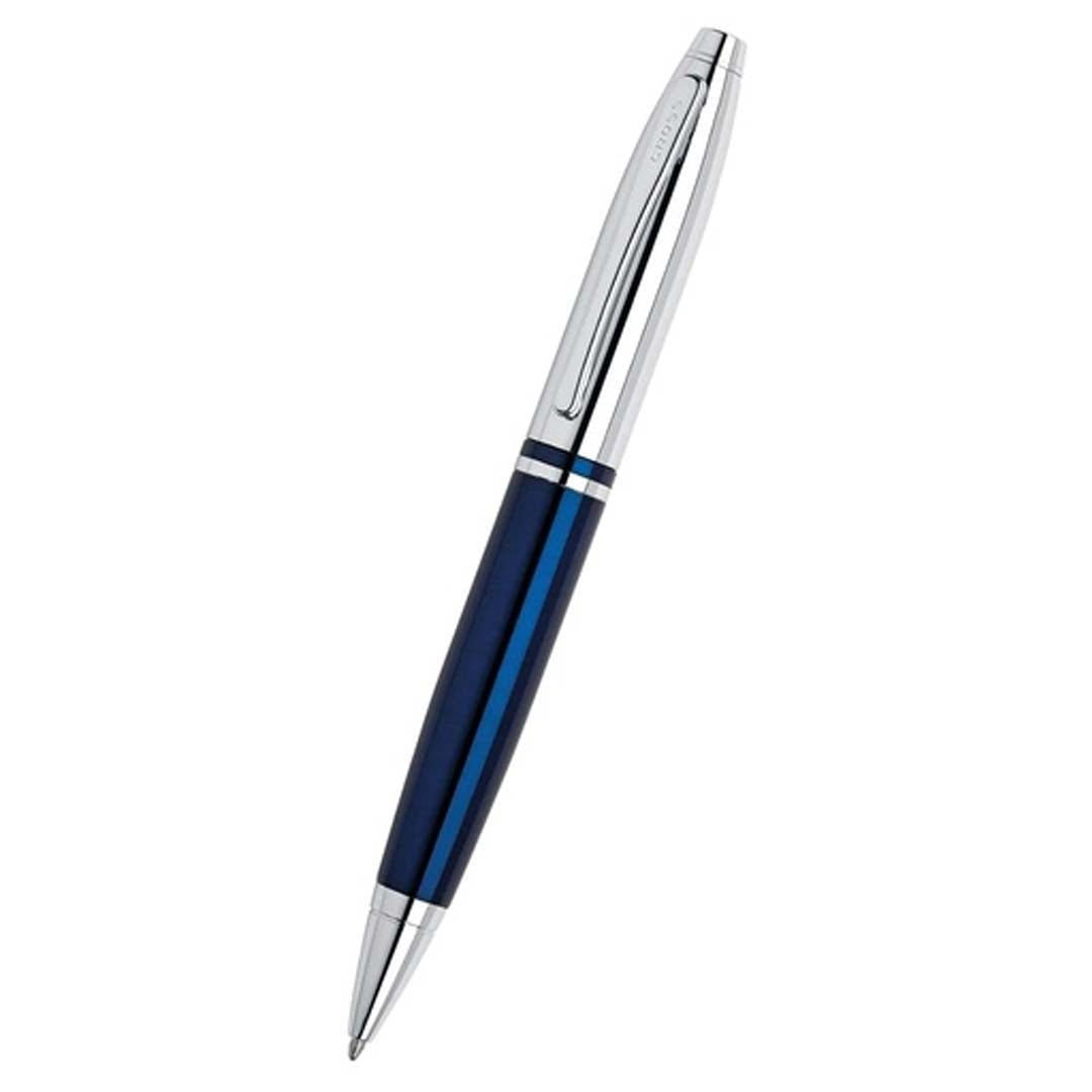 Cross Calais™ Chrome/Blue Lacquer Ballpoint Pen with Classic Midnight Blue Journal Gift Set — view 4 — MaxPrint Dubai