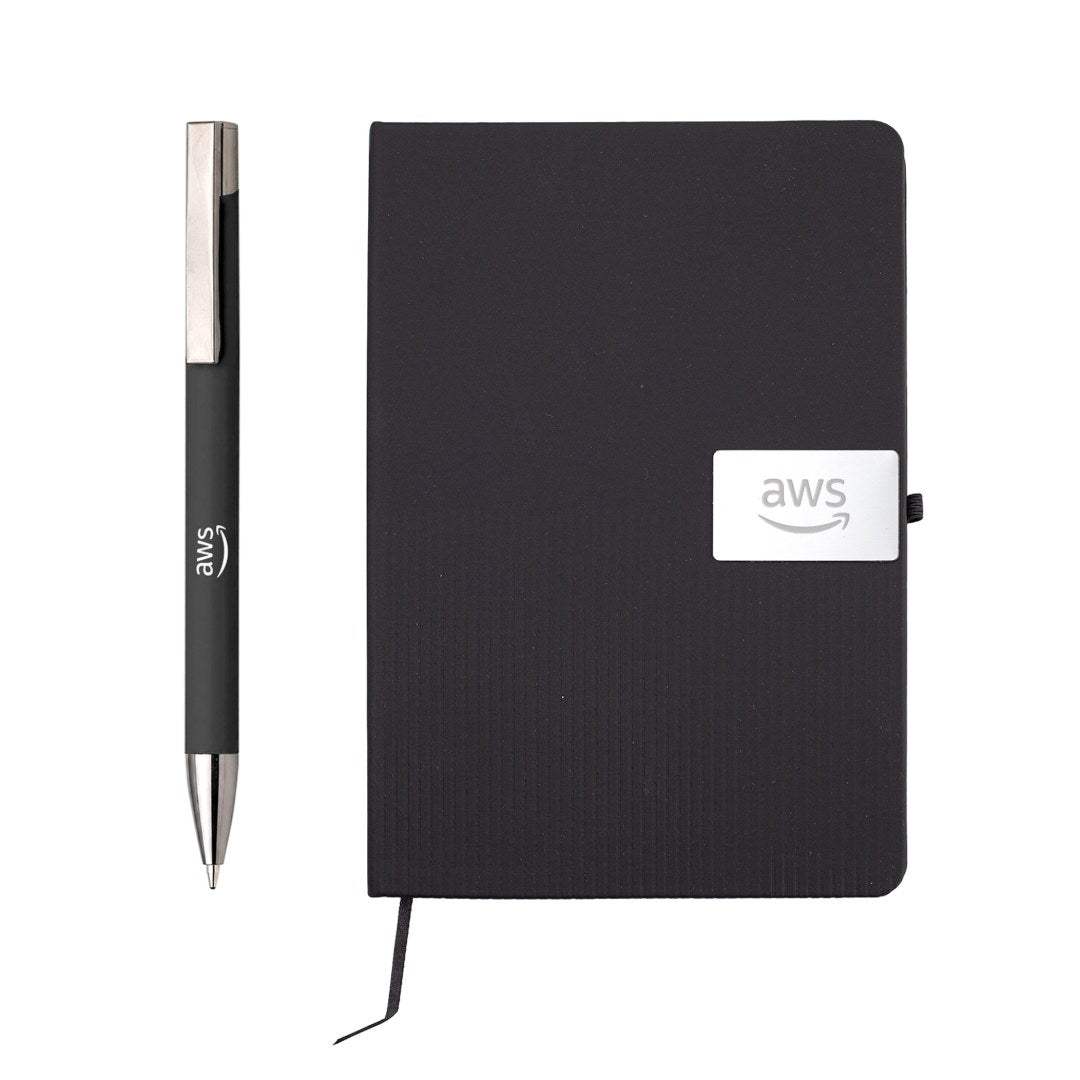 Ripple Set — Giftology Set of Notebook and Pen (Black)
