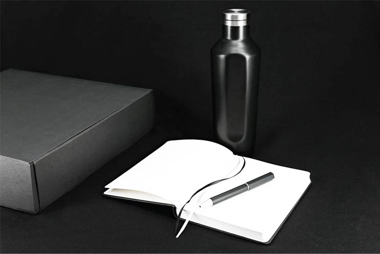 ARGAKI - SANTHOME Gift Set- SS Bottle, Notebook and Pen — view 5 — MaxPrint Dubai