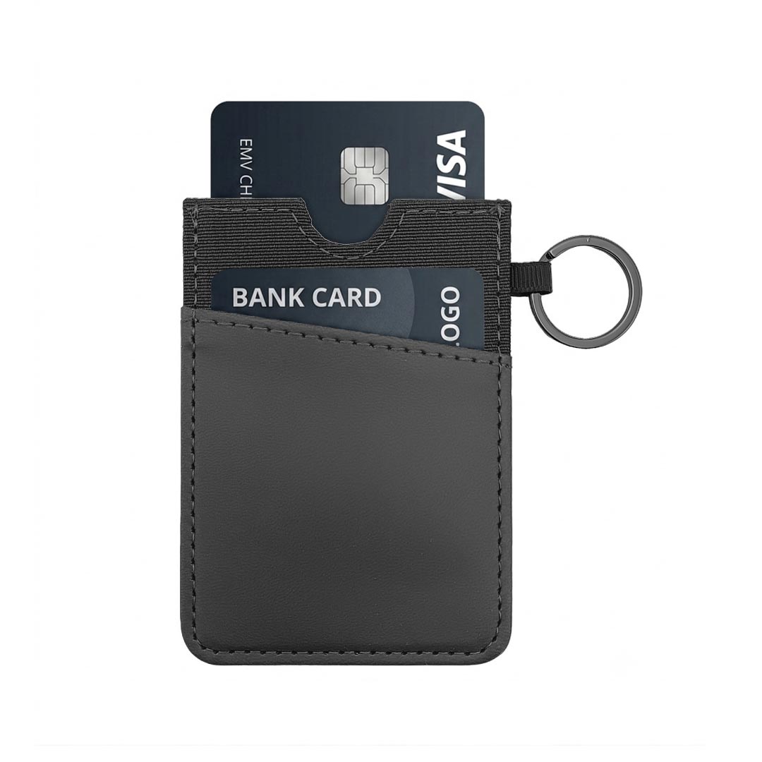 LUGANO - Vertical RFID Cardholder Wallet with Keyring - Carbon