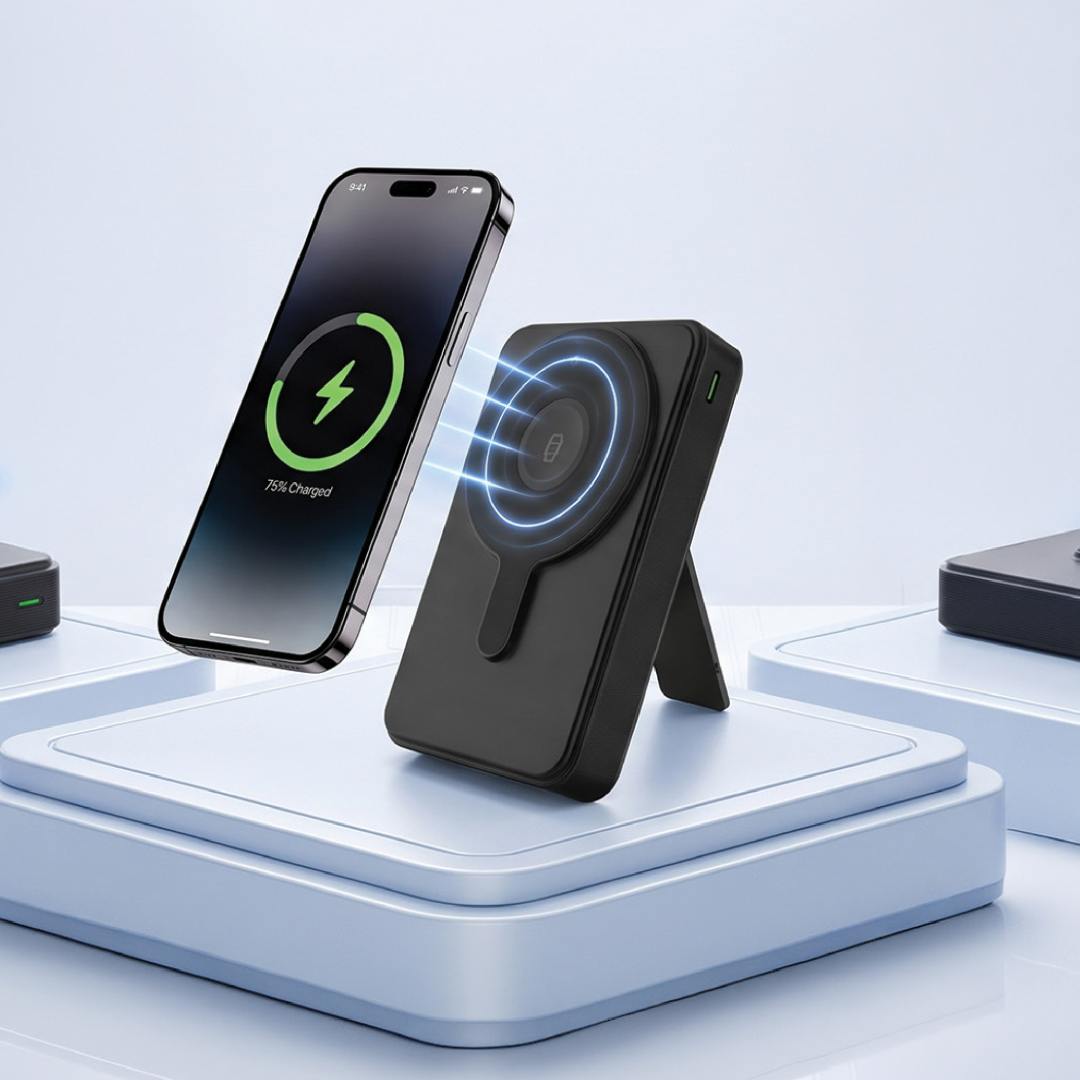 Solaro @memorii 10000 mAh all-in-one wireless powerbank in black