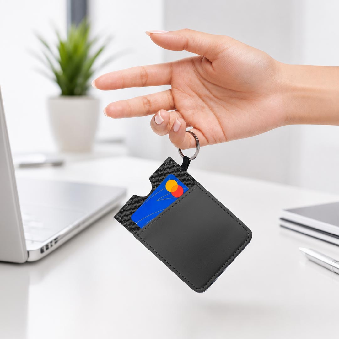 LUGANO - Vertical RFID Cardholder Wallet with Keyring - Carbon — view 7 — MaxPrint Dubai