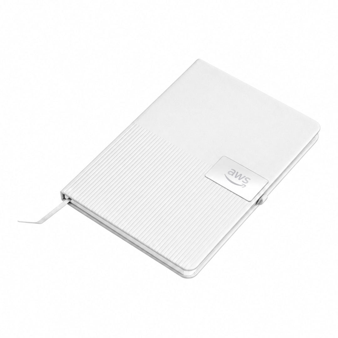 Ripple — Giftology A5 Hard Cover Notebook with Metal Plate, White