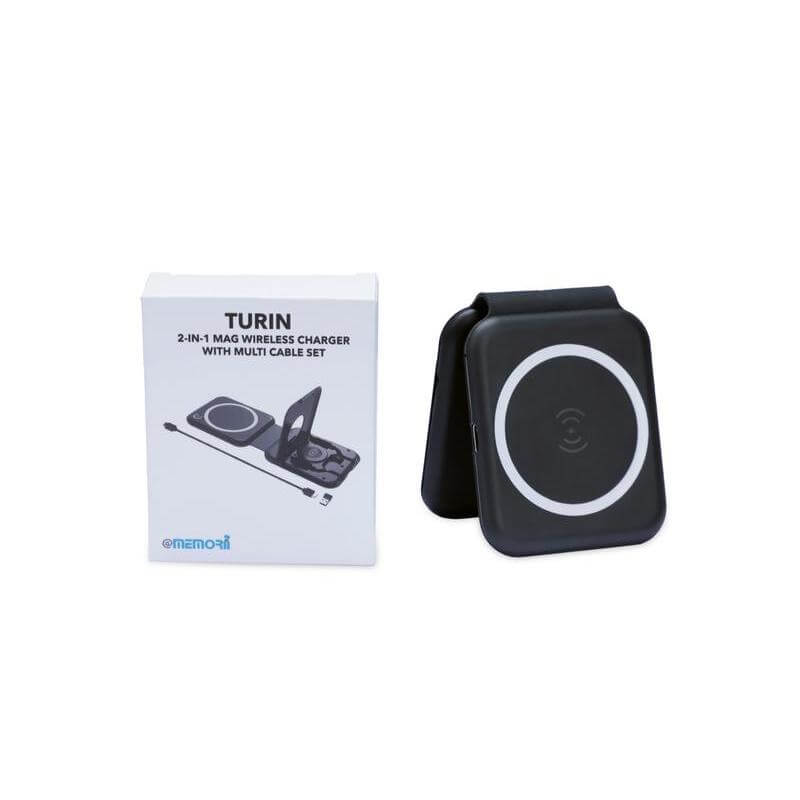 TURIN - @memorii Foldable 2-in-1 Wireless Charger and Multicable Set - Black — view 9 — MaxPrint Dubai