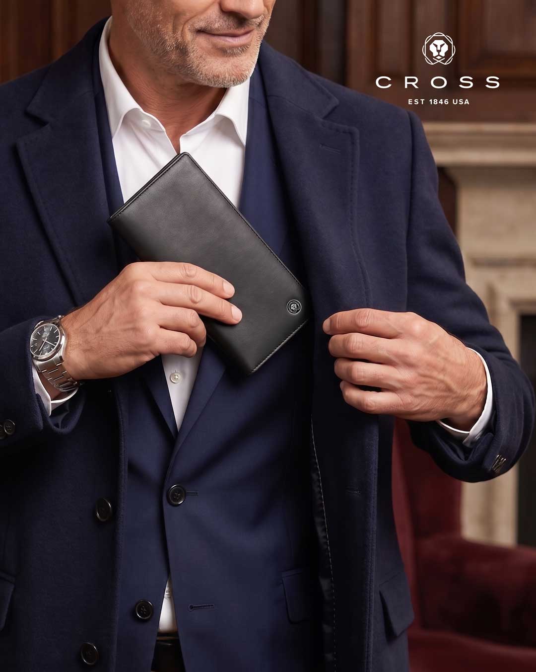 CROSS Soft Grain Leather 12CC Longcoat Wallet - Black
