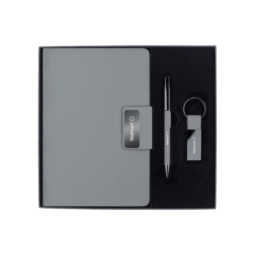 Regent — Giftology Set of Notebook, Keychain and Pen (Grey)