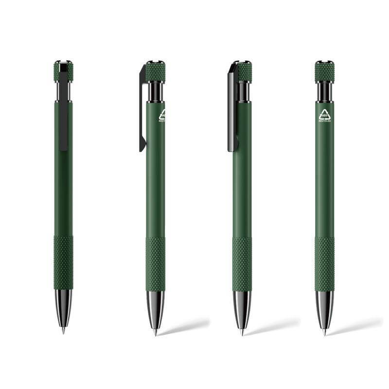 PILA - Recycled Aluminium Ballpoint Pen - Green — view 4 — MaxPrint Dubai