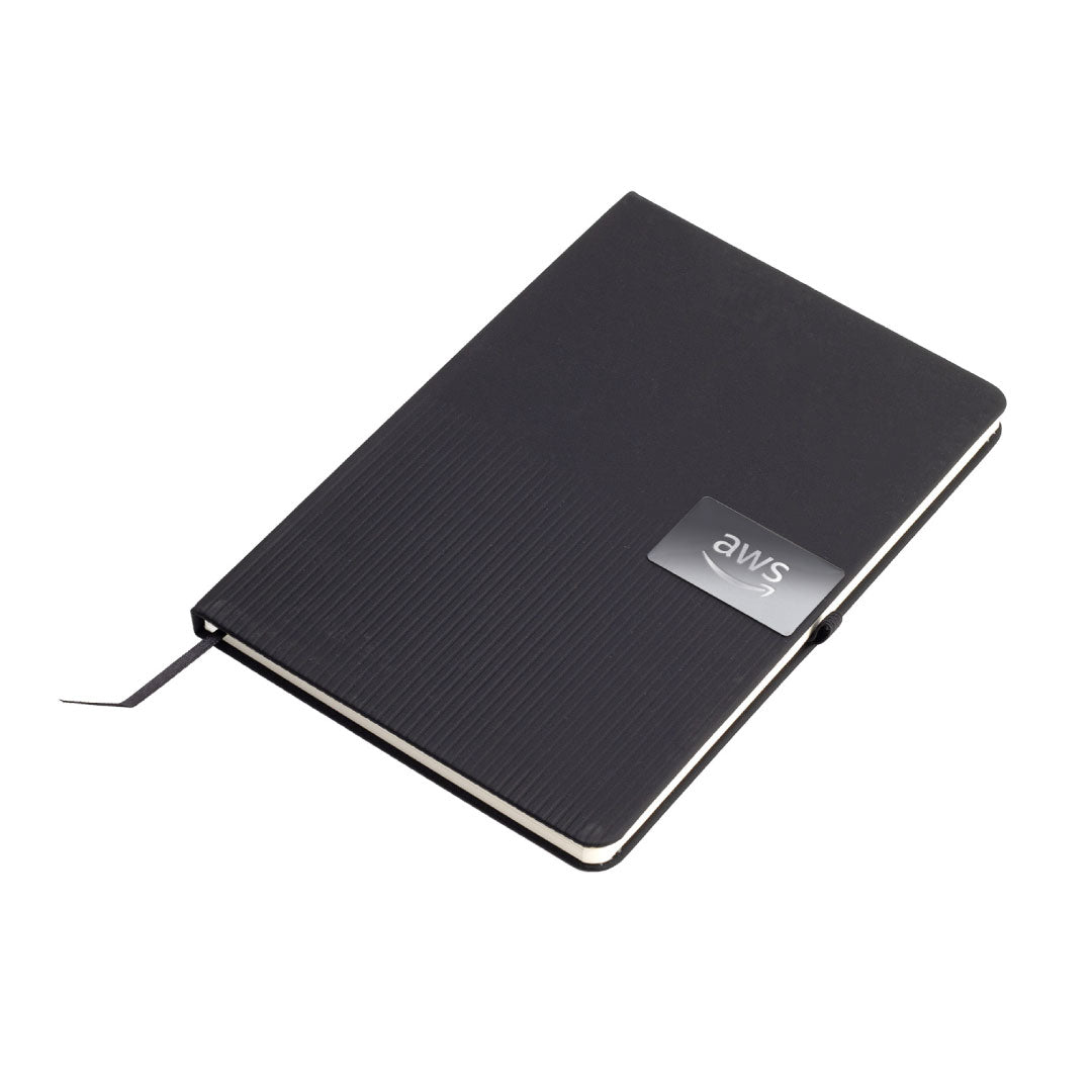 Ripple — Giftology A5 Hard Cover Notebook with Metal Plate, Black