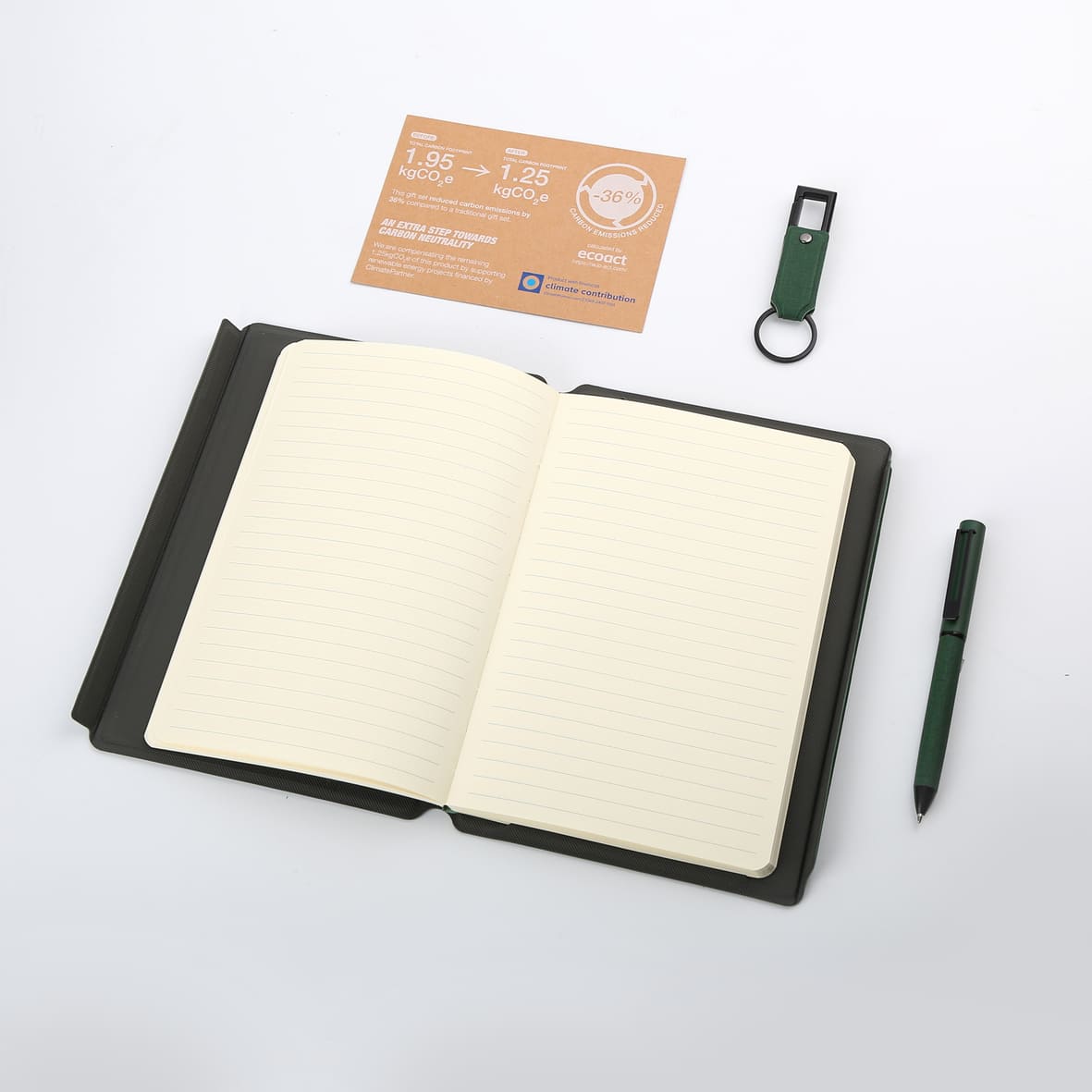 LENZEN - CHANGE ZERO Sustainable Gift Set with Refillable Notebook, Pen & USB Keychain - Green — view 9 — MaxPrint Dubai