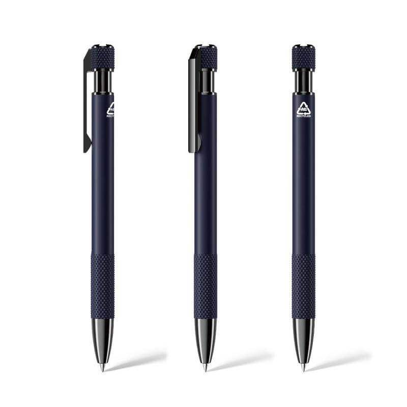 PILA - Recycled Aluminium Ballpoint Pen - Navy Blue — view 5 — MaxPrint Dubai