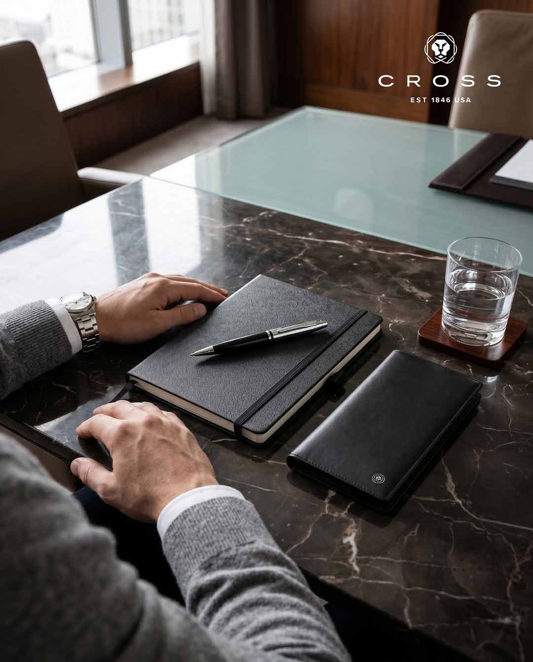 Cross Calais™ Chrome/Black Lacquer with Polished Chrome Appointments Ballpoint Pen