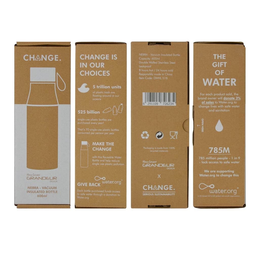 R-NEBRA - CHANGE Collection Recycled Stainless Steel Vacuum Bottle - Black — view 4 — MaxPrint Dubai