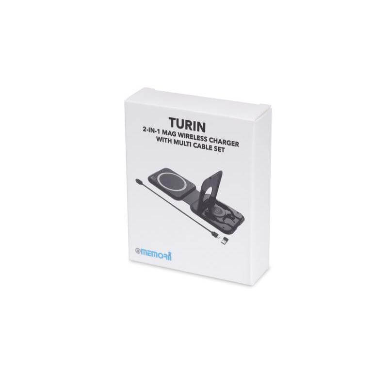 TURIN - @memorii Foldable 2-in-1 Wireless Charger and Multicable Set - Black — view 4 — MaxPrint Dubai