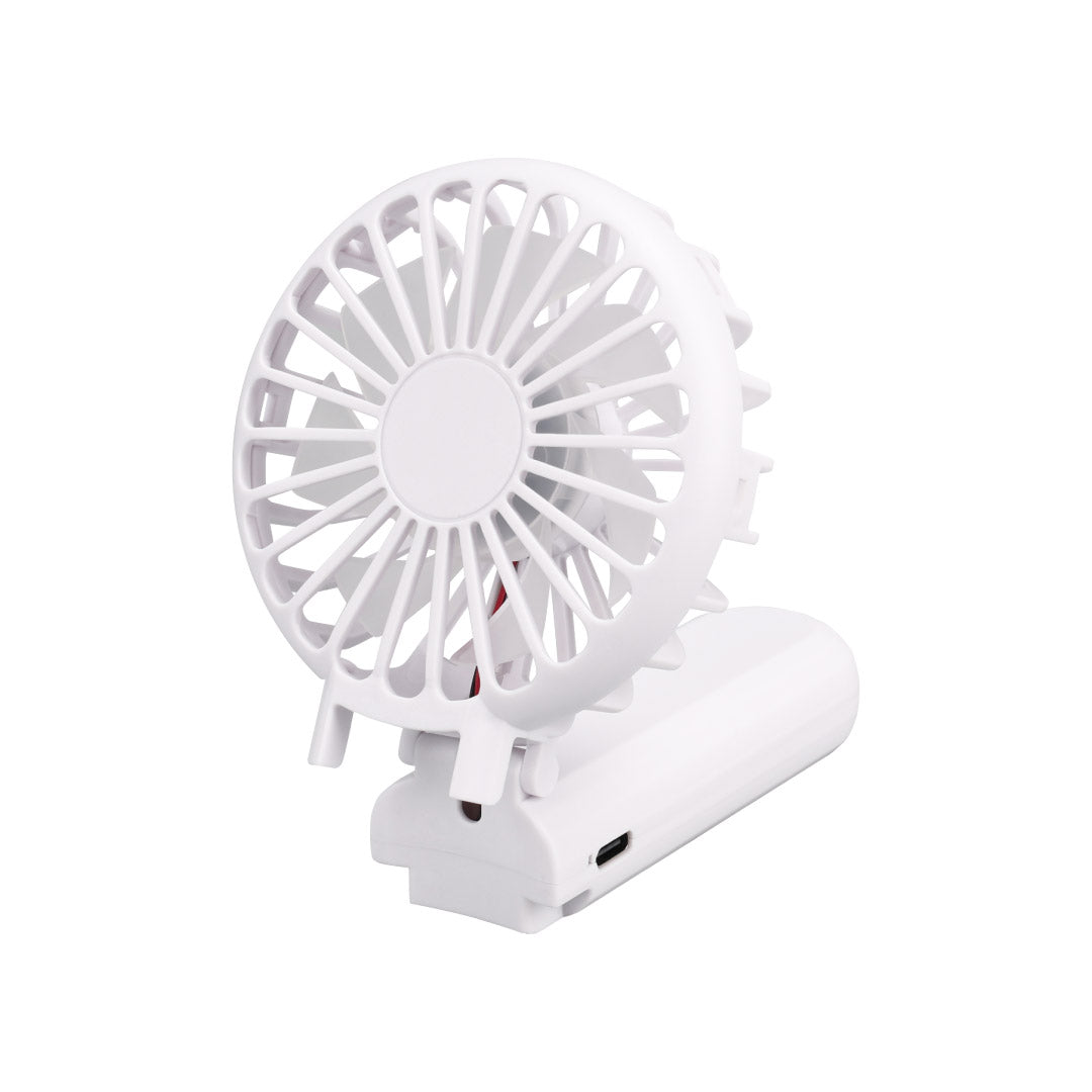 ROTO - Rechargeable Handheld Fan with Foldable Desk Stand - White