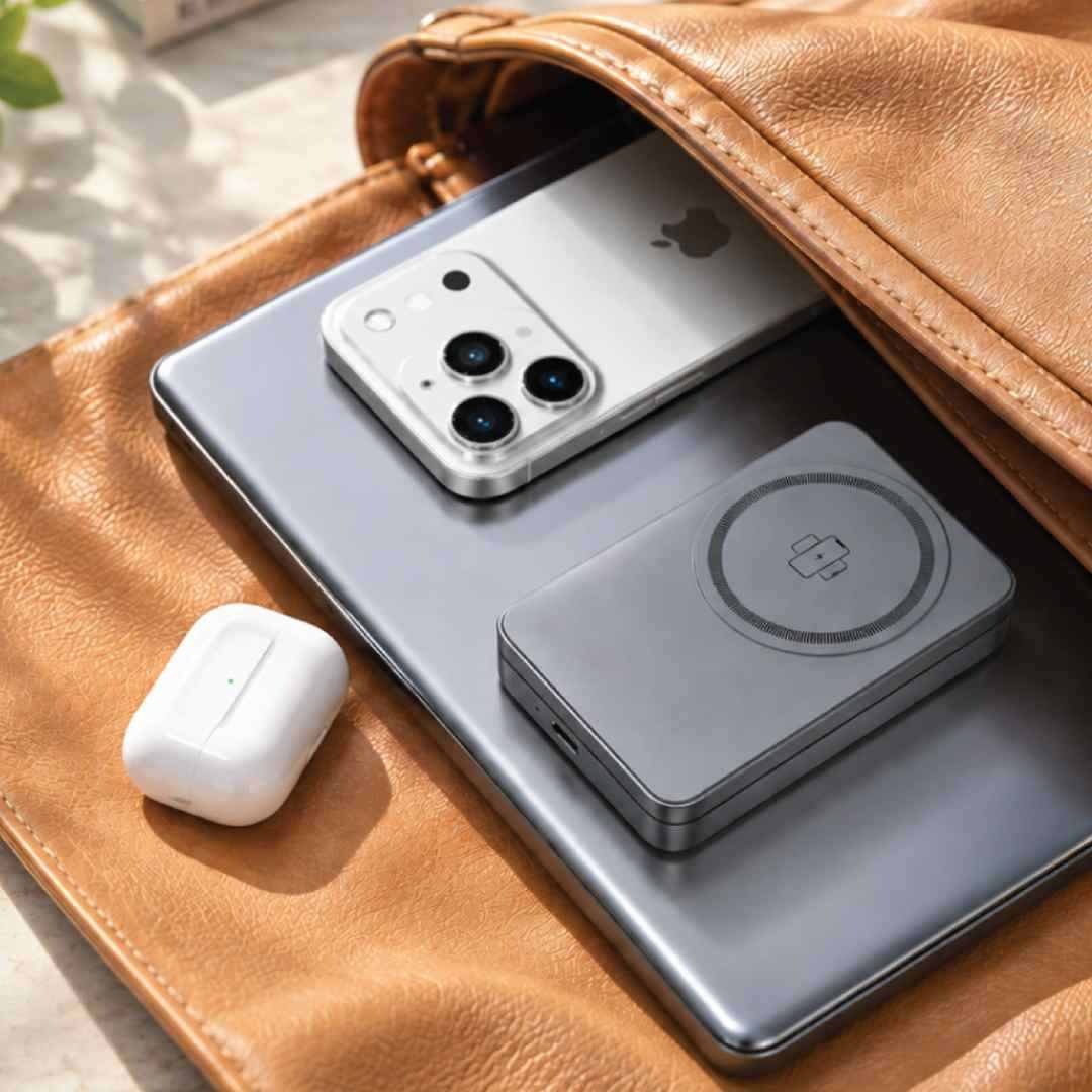 Argene — @memorii Magfold 3 in 1 Wireless Charger Stand - Metallic Grey