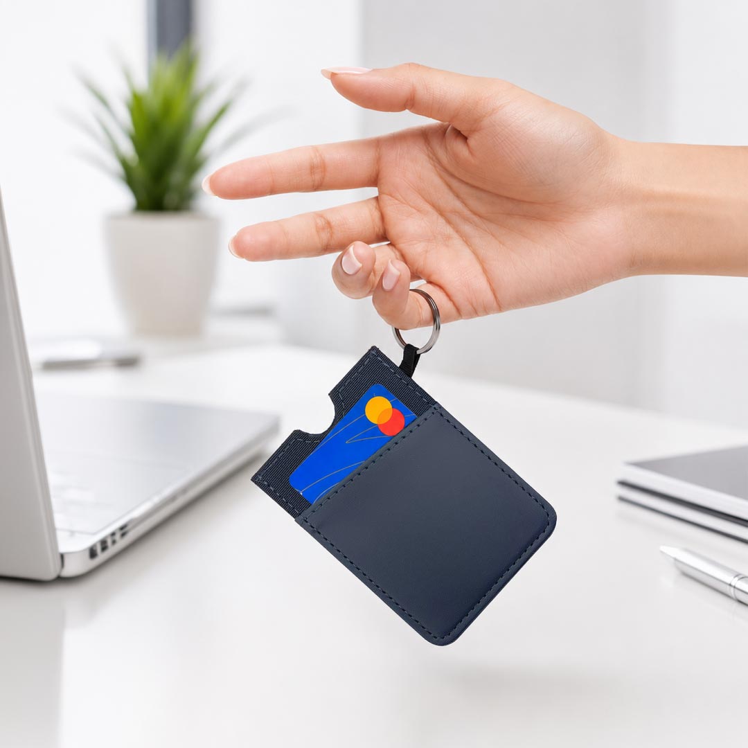 LUGANO - Vertical RFID Cardholder Wallet with Keyring - Navy Blue — view 7 — MaxPrint Dubai