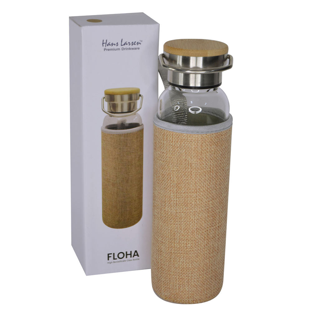 FLOHA - Hans Larsen Borosilicate Glass Bottle with Jute Sleeve — view 4 — MaxPrint Dubai
