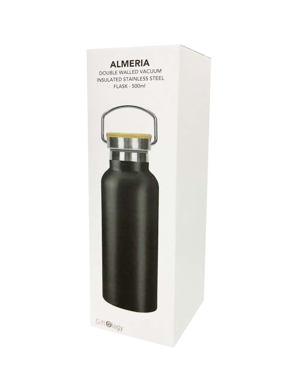 ALMERIA - Giftology Double Wall Stainless Steel Bottle 500ml - Black — view 5 — MaxPrint Dubai