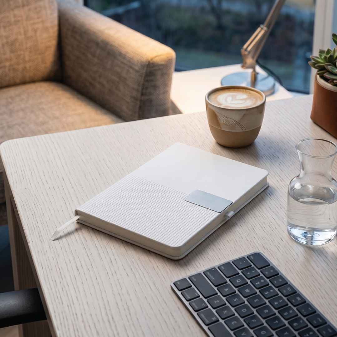 Ripple Set — Giftology Set of Notebook and Pen (White)